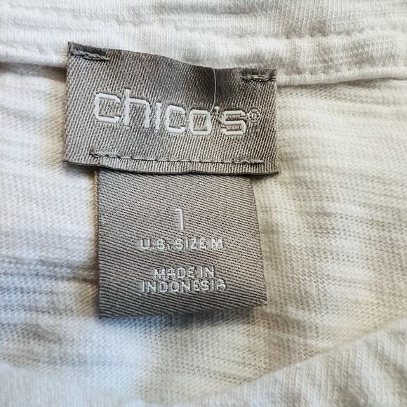 Chicos Women’s Size 1 (M) White V Neck 3/4 Sleeve Shirt High Low Hem (A0131) - Picture 5 of 6